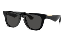 Shop BURBERRY Logo Square Sunglasses in Black online.