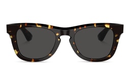 Shop BURBERRY Logo Square Sunglasses in Dark Havana online.