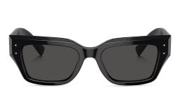 Shop Dolce & Gabbana Logo Rectangle Sunglasses in Black online.