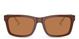 Shop Emporio Armani Logo Rectangle Sunglasses in Shiny Opaline Brown online.