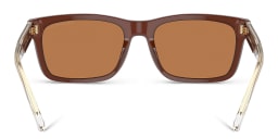 Shop Emporio Armani Logo Rectangle Sunglasses in Shiny Opaline Brown online.