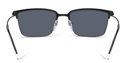 Shop Emporio Armani Logo Half-Rim Square Sunglasses in Matte Black online.
