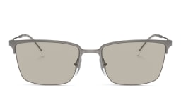 Shop Emporio Armani Logo Half-Rim Square Sunglasses in Matte Gunmetal online.