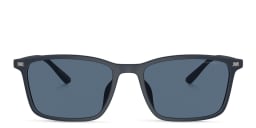 Shop Emporio Armani Logo Rectangle Sunglasses in Matte Blue online.