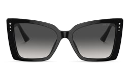 Shop JIMMY CHOO Rhinestone-Embellished Oversized Cat-Eye Sunglasses in Black online.