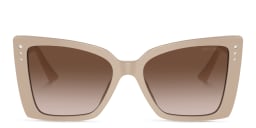 Shop JIMMY CHOO Rhinestone-Embellished Oversized Cat-Eye Sunglasses in Beige online.