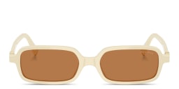 Shop MIU MIU Regard Rectangle Sunglasses in Solid Cream online.