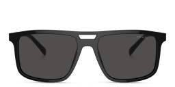 Shop PRADA Logo Rectangle Sunglasses in Black online.