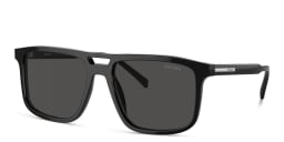 Shop PRADA Logo Rectangle Sunglasses in Black online.