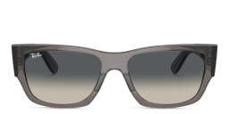 Shop Ray-Ban Carlos Unisex Rectangle Sunglasses in Opal Dark Grey online.
