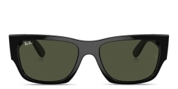 Shop Ray-Ban Carlos Unisex Rectangle Sunglasses in Black online.