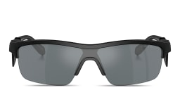 Shop Emporio Armani Mask Half-Rim Irregular Sunglasses in Black online.