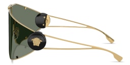 Shop VERSACE Medusa Wide Irregular Sunglasses in Gold online.