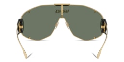 Shop VERSACE Medusa Wide Irregular Sunglasses in Gold online.