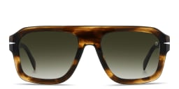 Shop DAVID BECKHAM Flat Top Square Sunglasses in Brown Horn online.