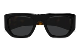 Shop SAINT LAURENT Vintage Logo Square Sunglasses in Black online.