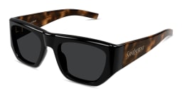 Shop SAINT LAURENT Vintage Logo Square Sunglasses in Black online.