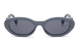 Shop FENDI FF Diamonds Blue Oval Sunglasses in Blue online.