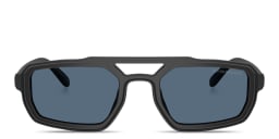 Shop Emporio Armani Logo Signature Irregular Sunglasses in Black online.