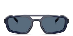 Shop Emporio Armani Logo Signature Irregular Sunglasses in Opal Blue online.