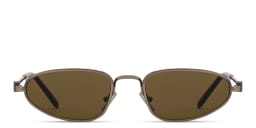 Shop MIU MIU Vertical Logo Irregular Sunglasses in Antique Gold online.