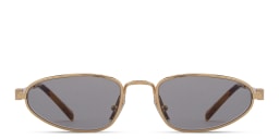 Shop MIU MIU Vertical Logo Irregular Sunglasses in Gold online.