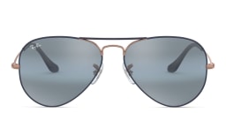 Shop Ray-Ban Unisex Aviator Sunglasses in Metal in Dark Blue online.