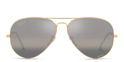 Shop Ray-Ban Unisex Pilot Sunglasses in Metal in Gold online.