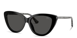 Shop BURBERRY Vintage Check Cat-Eye Sunglasses in Black online.