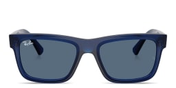 Shop Ray-Ban Junior Kids Rectangle Sunglasses in Transparent Blue online.