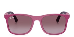 Shop Ray-Ban Junior Kids Square Sunglasses in Fuchsia On Violet online.