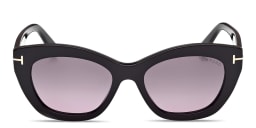 Shop TOM FORD T Logo Butterfly Sunglasses in Black online.