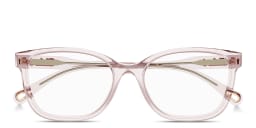 Shop Chloe Logo Signature Rectangle Eyeglasses in Transparent Pink online.