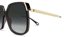 Shop Chloe Engraved Logo Oversized Square Sunglasses in Black online.