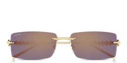 Shop Cartier Clash de Cartier Unisex Rimless Rectangle Sunglasses in Gold online.