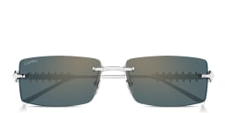 Shop Cartier Clash de Cartier Unisex Rimless Rectangle Sunglasses in Silver online.