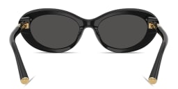 Shop Dolce & Gabbana Engraved Logo Oval Sunglasses in Black online.