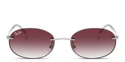 Shop Ray-Ban Logo Signature Unisex Rimless Oval Sunglasses in Silver online.
