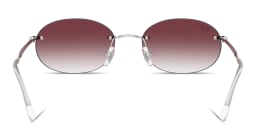 Shop Ray-Ban Logo Signature Unisex Rimless Oval Sunglasses in Silver online.