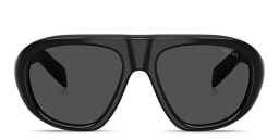 Shop PRADA Logo Signature Irregular Sunglasses in Black online.