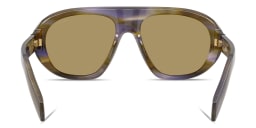 Shop PRADA Logo Signature Irregular Sunglasses in Striped Laguna online.