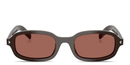 Shop PRADA Logo Signature Oval Sunglasses in Cigar online.