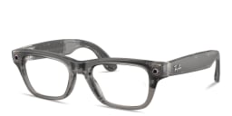 Shop Ray-Ban Meta Blayzer Optics Unisex Rectangle Eyeglasses in Transparent Ice Grey online.