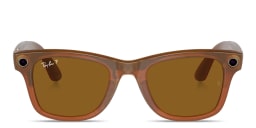 Shop Ray-Ban Meta Wayfarer Unisex Square Sunglasses in Shiny Caramel online.