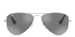 Shop Ray-Ban Junior Kids Aviator Sunglasses in Metal in Silver online.