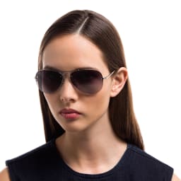 Shop Ray-Ban Unisex Half-Rim Pilot Sunglasses in Silver online.
