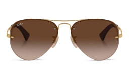 Shop Ray-Ban Unisex Half-Rim Pilot Sunglasses in Gold online.