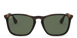 Shop Ray-Ban Chris Square Sunglasses in Black in Light Havana online.