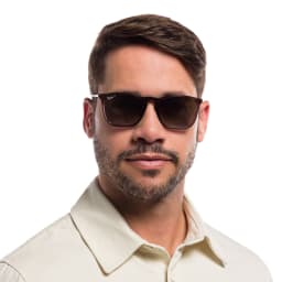 Shop Ray-Ban Chris Square Sunglasses in Transparent Brown online.
