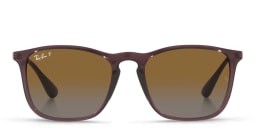 Shop Ray-Ban Chris Square Sunglasses in Black in Transparent Brown online.